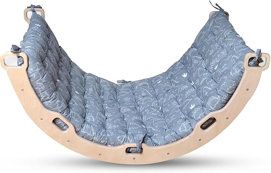 Montessori Climbing Arch | Wooden Rocker Arch for Kids | Large Size Climbing Arch for Toddler | Wooden Climbing Arch and Rocker | Indoor Playground for Climbing Dino