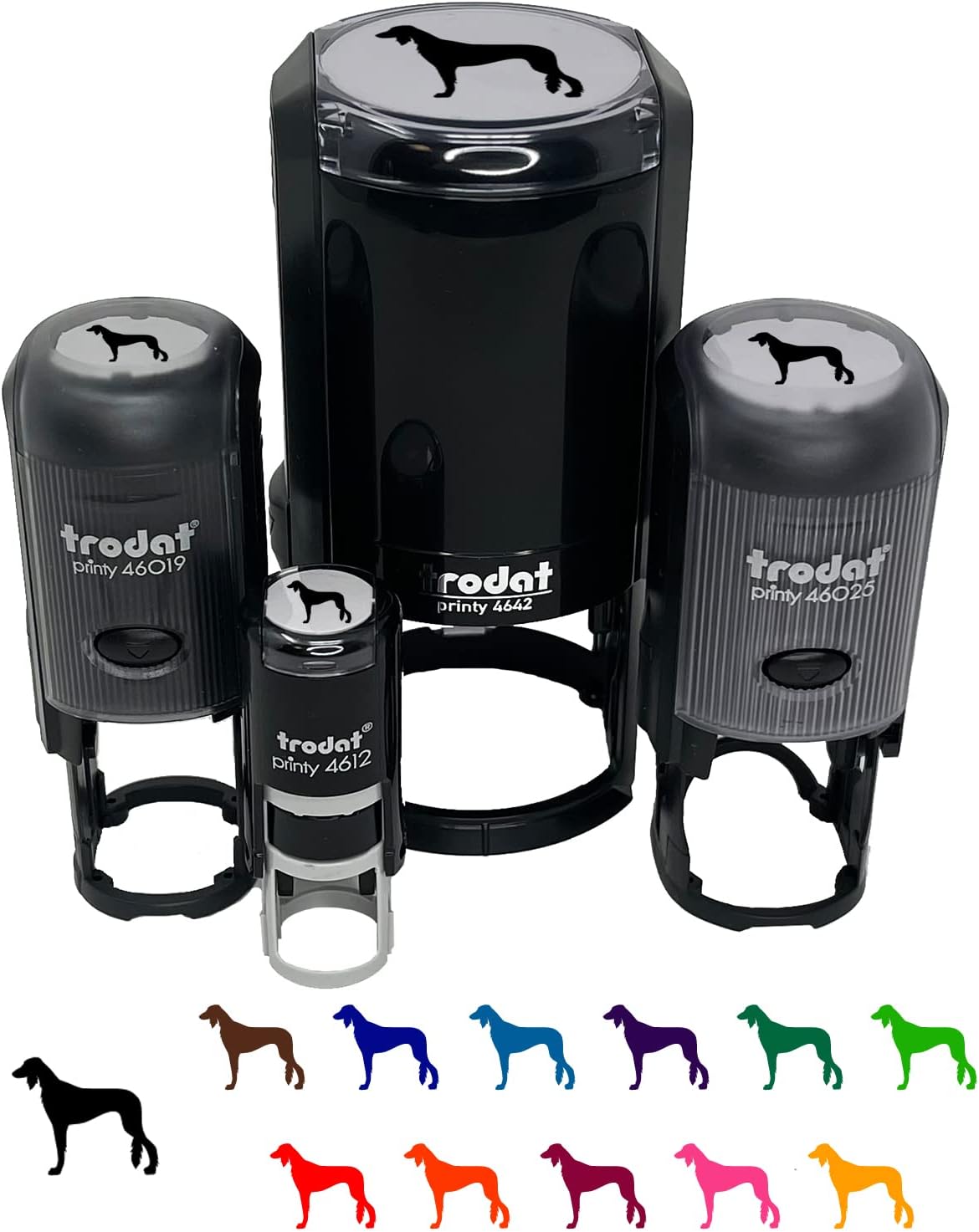 Saluki Dog Solid Self-Inking Rubber Stamp Ink Stamper for Stamping Crafting Planners - 1-1/2 Inch Large - Red Ink