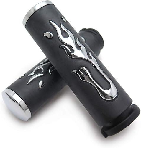 HONGK - Agarraderas de mano de goma cromada para motocicleta compatibles con Cruisers Harley Suzuki Kawasaki con empuñaduras de acelerador de 1
