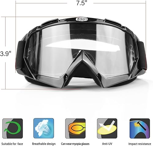Miniatura 3 de Zdatt Gafas de motocross, ATV Motocicleta, UTV MX OTG, accesorios de gafas y gafas de esquí antiniebla, carreras de esquí