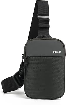 Small Crossbody Bags for Women Men, Waterproof Mini Crossbody Fanny Pack with Front Pocket, Small Sling Bag Cell Phone Passport Bag with Adjustable Strap Grey