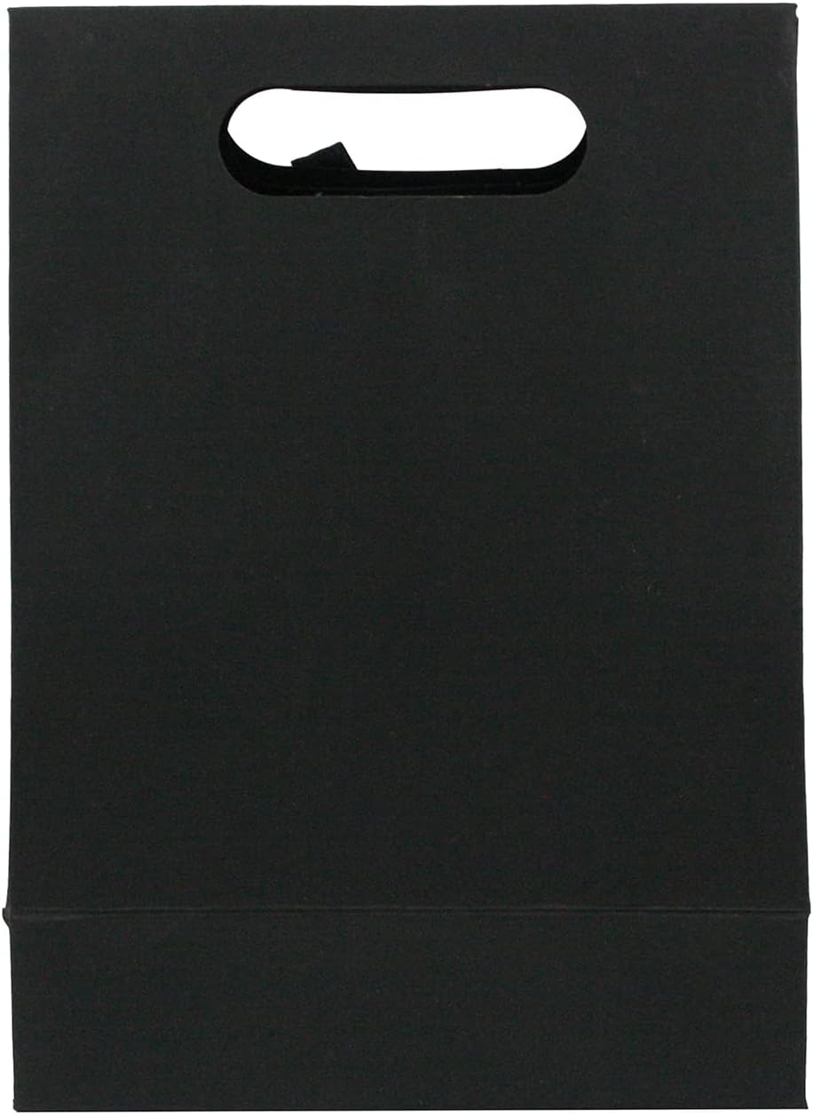 Emartbuy Kraft Gift Bags with Clear Window & Ribbon Handle, Size 1 (20 × 14 × 7 cm), Black 20 x 14 x 7 cm, Pack of 24 - Image 4