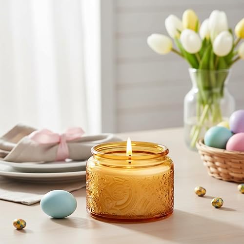 Vista 16 de Paquete de 18 recipientes de vela de vidrio en relieve de 4 onzas con tapas y etiquetas de bambú, tarros transparentes para hacer velas, diseño