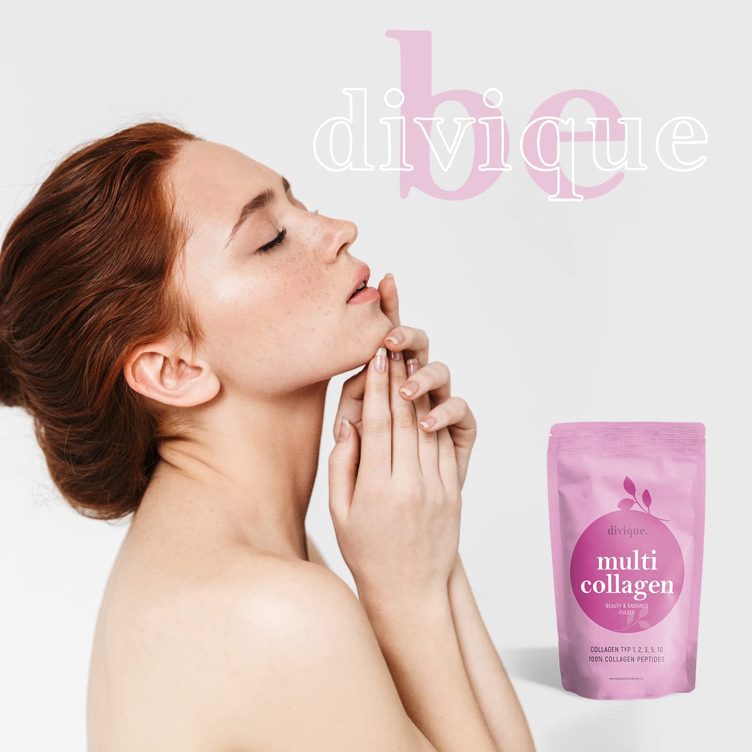 Divique poudre de collagène [500g] - premium multicollagène de type 1, 2, 3, 5, 10-100% peptides - 10 000 mg de collagène par jour - insipide, soluble, sans additifs