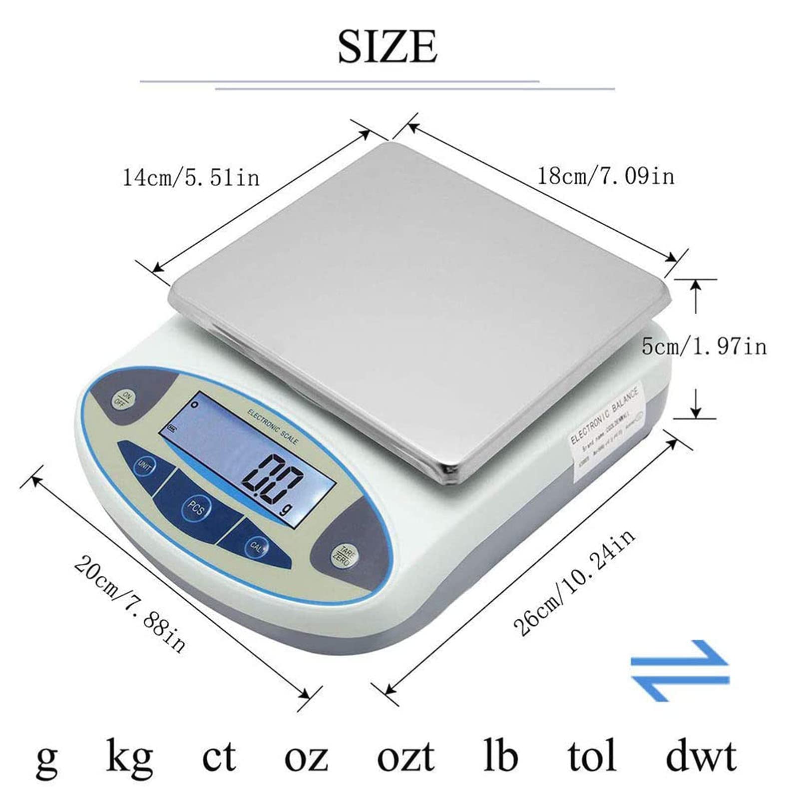 Bilancia Digitale da Laboratorio 30 kg x 0,1 g, Bilancia Elettronica analitica di precisione, Bilancia Industriale da Cucina per Gioielli, Bilancia per pesatura