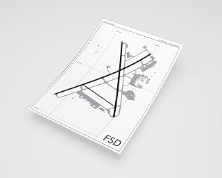 MG Global Modern Poster of Sioux Falls Regional Airport Fsd 1 | 11x17 12x18 16x24 24x36 Minimal Unframed Print | Minimalism Wall Art Gift | Minimalist Home Office Decor
