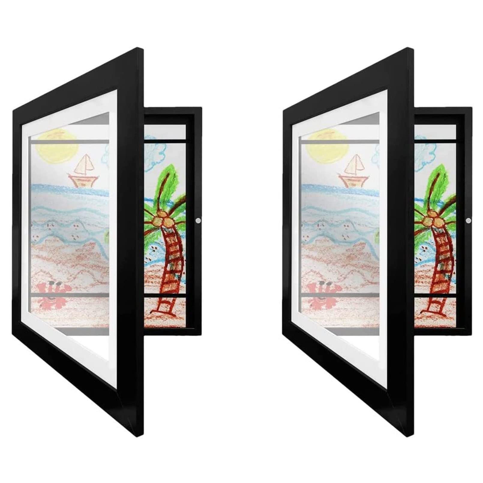 JATIBOSH Marco de fotos A4 con apertura frontal y diseño plegable para pared, pack de 2