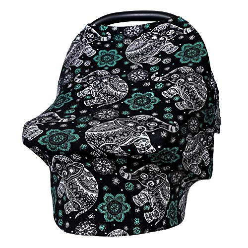 Breastfeeding Nursing Cover, Baby Carseat Canopy, Infant Stroller Covers, Shopping Cart Cover Multifunction Sun Shade Canopy (Elephant 047)