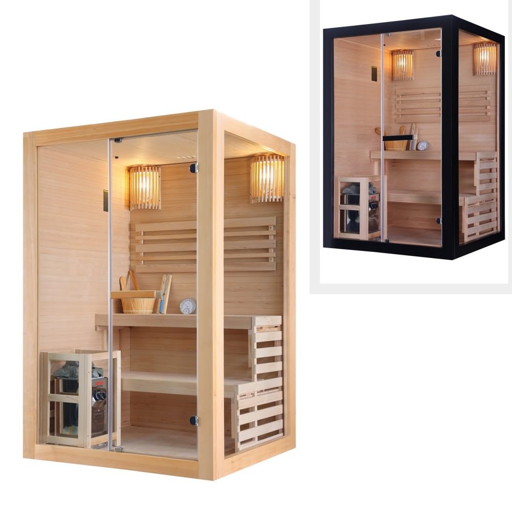 Bagno Italia Sauna finlandese con stufa Harvia 130×120 cm legno colore naturale o nero