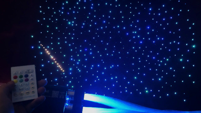 Image of Dual Port 32W Twinkle Meteor 2 in 1 Starlight Headliner Light Kit with 1200pcs 9.8ft Fiber Optical Cable RGBW Light Source Sound Activated APP /Remote Control for Car /Home /Party