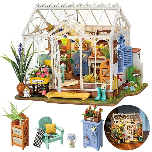 Rolife DIY Miniature House Kit Dreamy Garden House Wooden Dollhouse with Furniture LED Lights Christmas Creative Gifts for Women