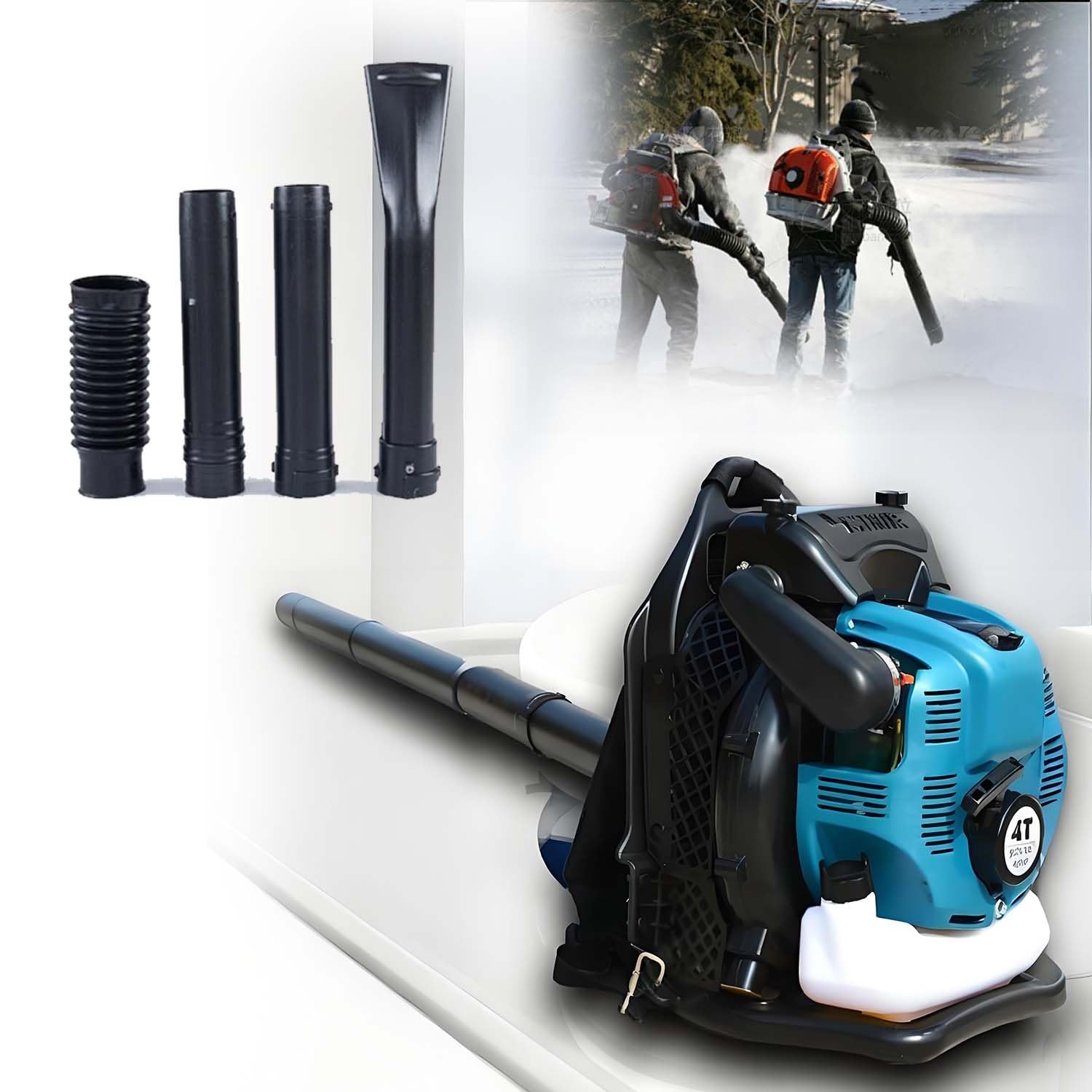 Soffiatore A Zaino 1000cc Benzina 4 Tempi, Grande Serbatoio 2.0L, Soffiatore Foglie E Neve Silenzioso, Potente Motore Professionale Per Giardino, Cortile E Pulizia Viali(Blue)