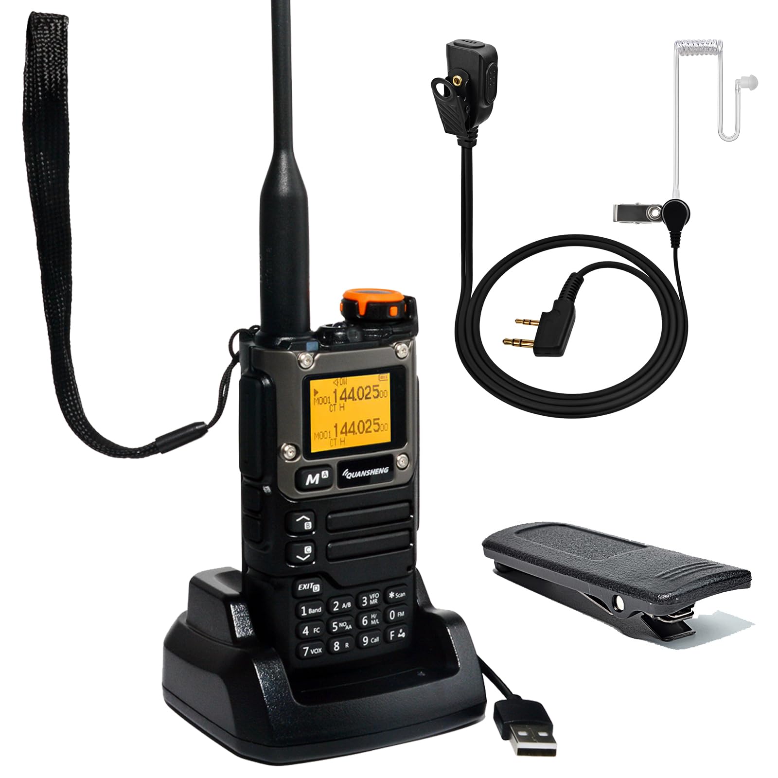 Quansheng UV-K5(8) Orange VHF UHF Portable Walkie Talkie FM NOAA UV-K6 Two-way Radio for Outdoor/Warehousing and logistics/navigation/industrial production (Black, with Radio Holder) — view 18