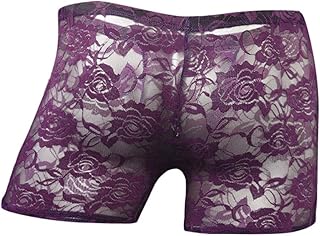 メンズ 下着 Fulorrita 男性 ボクサーブリーフ レース ボクサーパンツ 花柄 ボクサー ブリーフ ローライズ スクエアショーツ 立体成型 速乾 通気 吸汗 やわらか肌着 誕生日プレゼント 彼氏 父 男性 ギフト 記念日 tバック メンズ 極小 メンズ 下着 トランクス 無地(A01-パープル,Free Size)