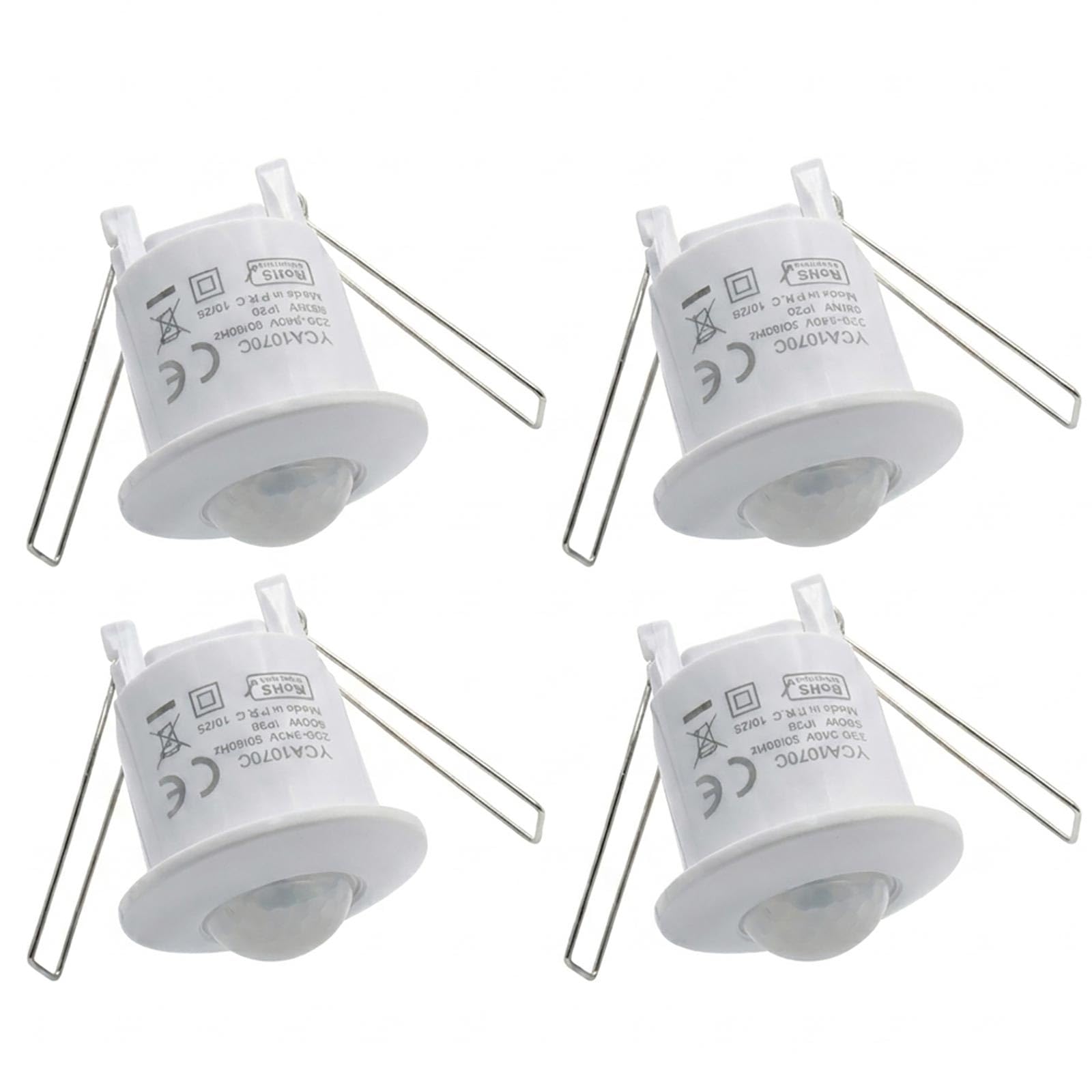 4 sensores de movimiento PIR de infrarrojos de 800 W para empotrar en el techo, cobertura de 360°, ajustable, ahorro energético, alcance de 6 m, encendido automático luces, para garaje, áreas de