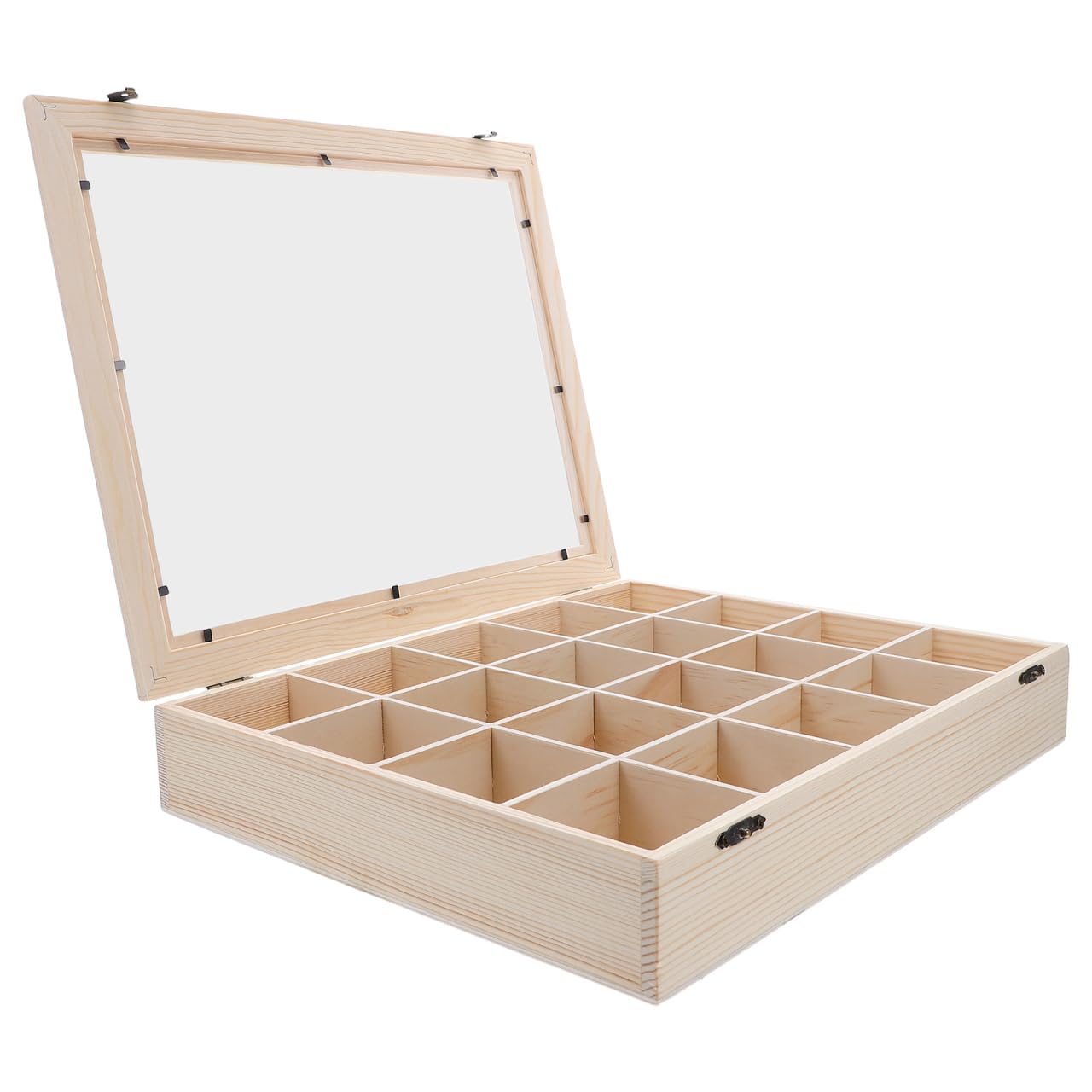 Toddmomy Scatola per Esposizione Minerali in Legno con Coperchio Trasparente Organizer Scomparti per Collezione di Cristalli Pietre Preziose e Campioni Roccia Custodia Portatile per Studio