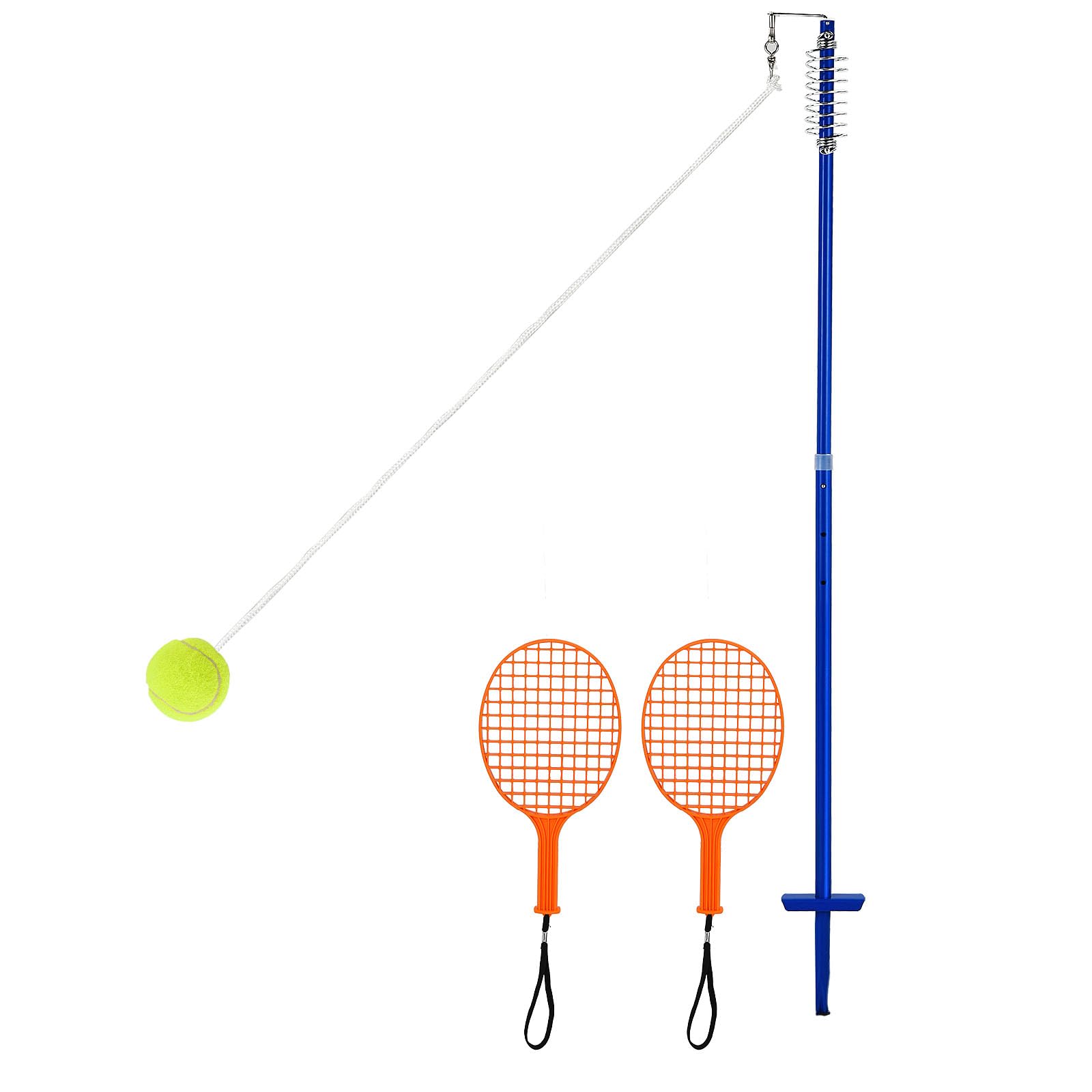 GYMAX 3-stufig höhenverstellbares Tetherball Set, Twistball Set mit 1 Tennisball, 2 Schlägern & 121 cm Schnur, Twist Ball Set, Tennis Spiel für Kinder & Erwachsene
