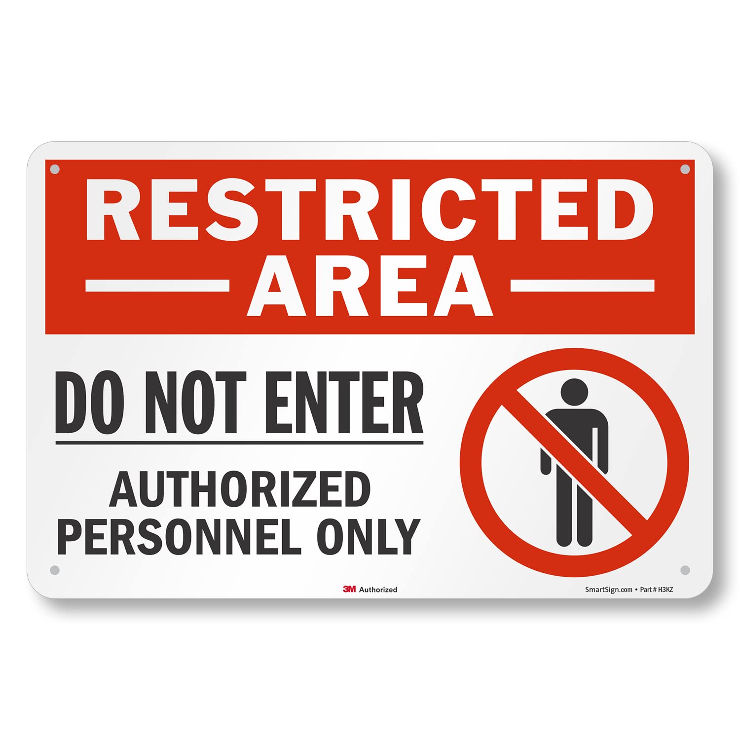 SmartSign 12" x 18" 'Restricted Area Do Not Enter, Authorized Personnel Only' Metal Sign with Symbol, 63 mil Aluminum, 3M Laminated Engineer Grade