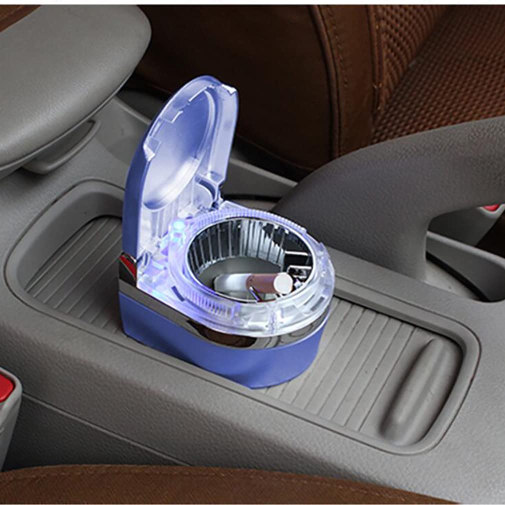 Amazon | 車用 ふた付き 灰皿【 ブルー 】置き型 車灰皿 蓋付き灰皿