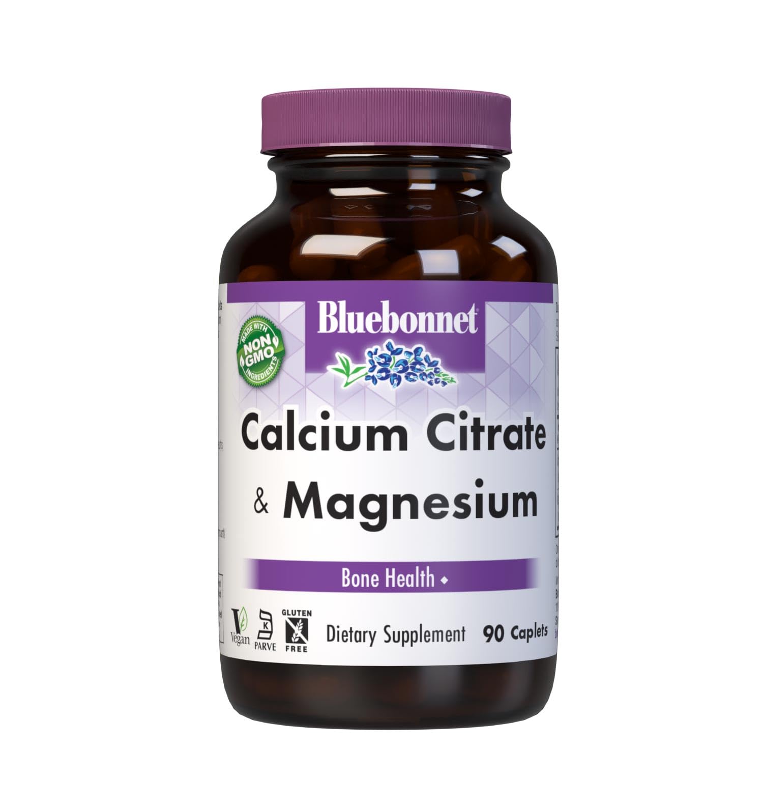 BlueBonnet Calcium Citrate Plus Magnesium Caplets, 90 Count Unflavored 90 Count (Pack of 1)