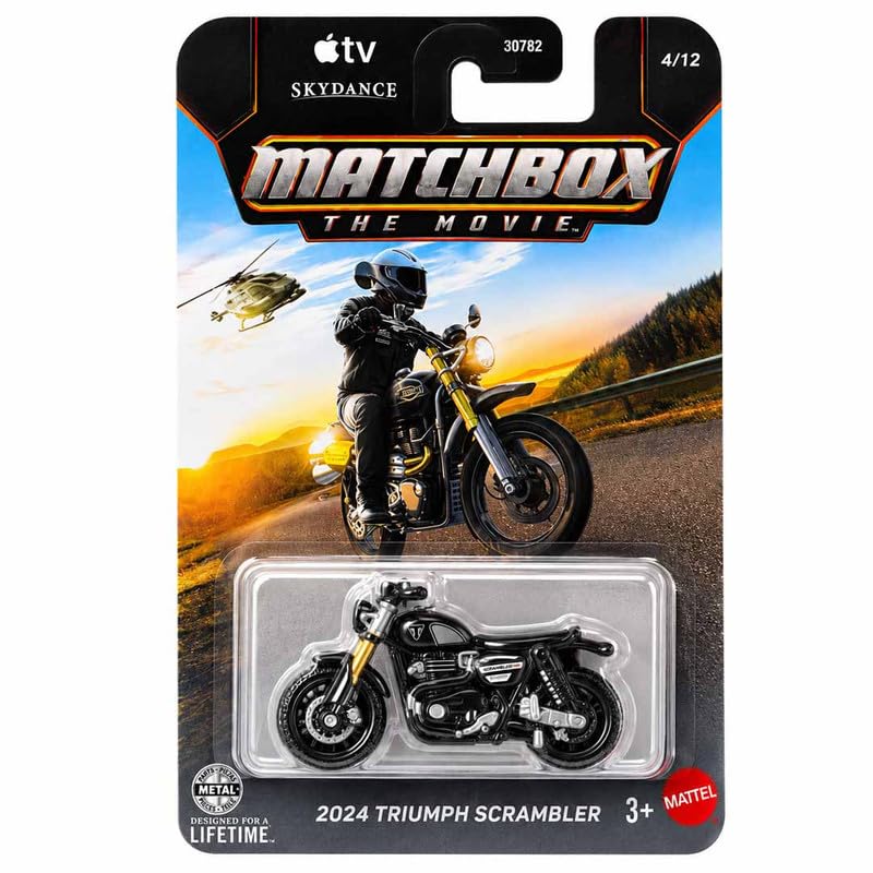 Matchbox The Movie 1:64 Scale 2024 Triumph Scrambler for 3 Years & Above 4/12 (Black)-image-14