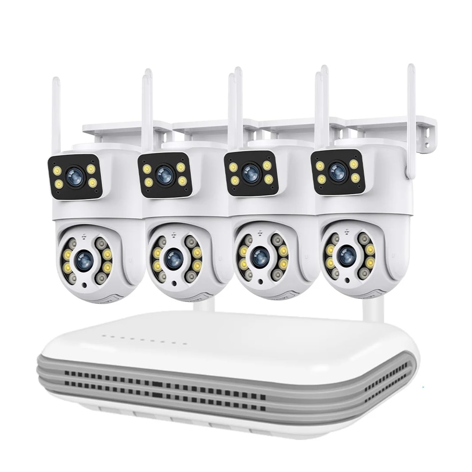 JVDDI Dual Lens WiFi Surveillance System PTZ Two Way Audio Security Camera System 8CH NVR Video Surveillance Kit(1T,NVR add 4PCS A31)