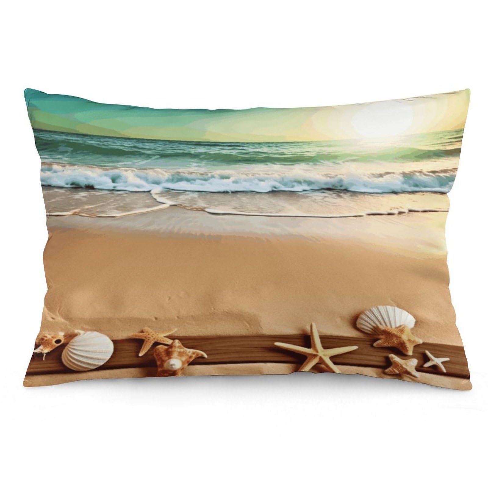 Ocean Beach Theme Throw Pillow Cover Soft Lumbar Pillow Covers with Zipper Breathable Rectangular Cushion Case Polyester Pillow Case Decorative Body Pillow Cover for Couch Bed