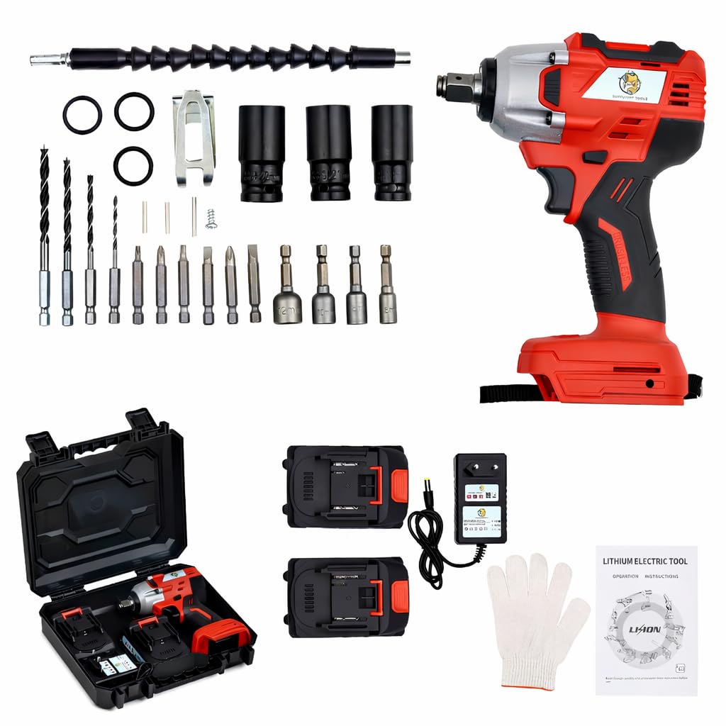 Impact Drill 48V Brushless Impact Wrench Kit, 350 N·m Torque, 3.0 Ah Battery, with Bits and Case-image-4