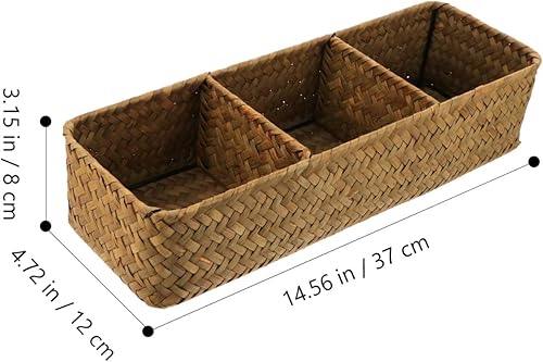 Miniatura 3 de Cabilock Cesta de almacenamiento de hierba marina natural, cesta de almacenamiento para baño, tanque de inodoro, encimera, cesta organizadora