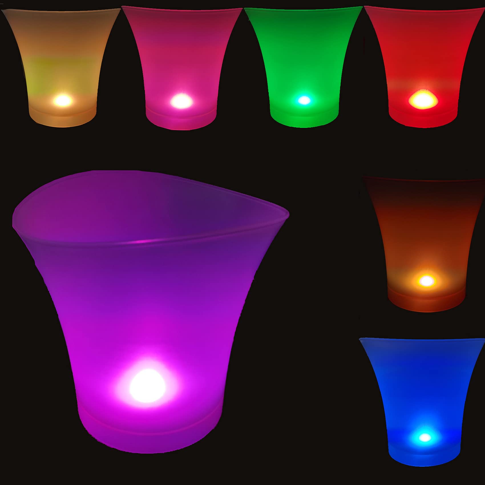 Smad 3pcs Seau à Champagne Lumineux, Seau à Glace avec LED Multicolore, pour Champagne, Vin, Bière, Boissons, Idéal pour Bar, Fête, Soirée