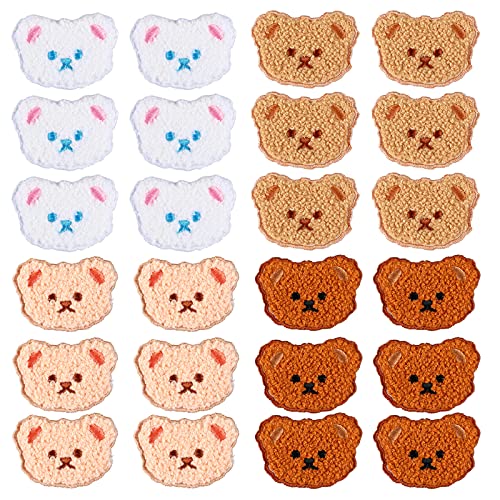 24 Pieces Bear Embroidery Patches Cartoon Bear Iron On Patches Cute Jean Patches Colorful Embroidery Patches Sew Applique Bears Sew On Patches for Crafts DIY Supplies