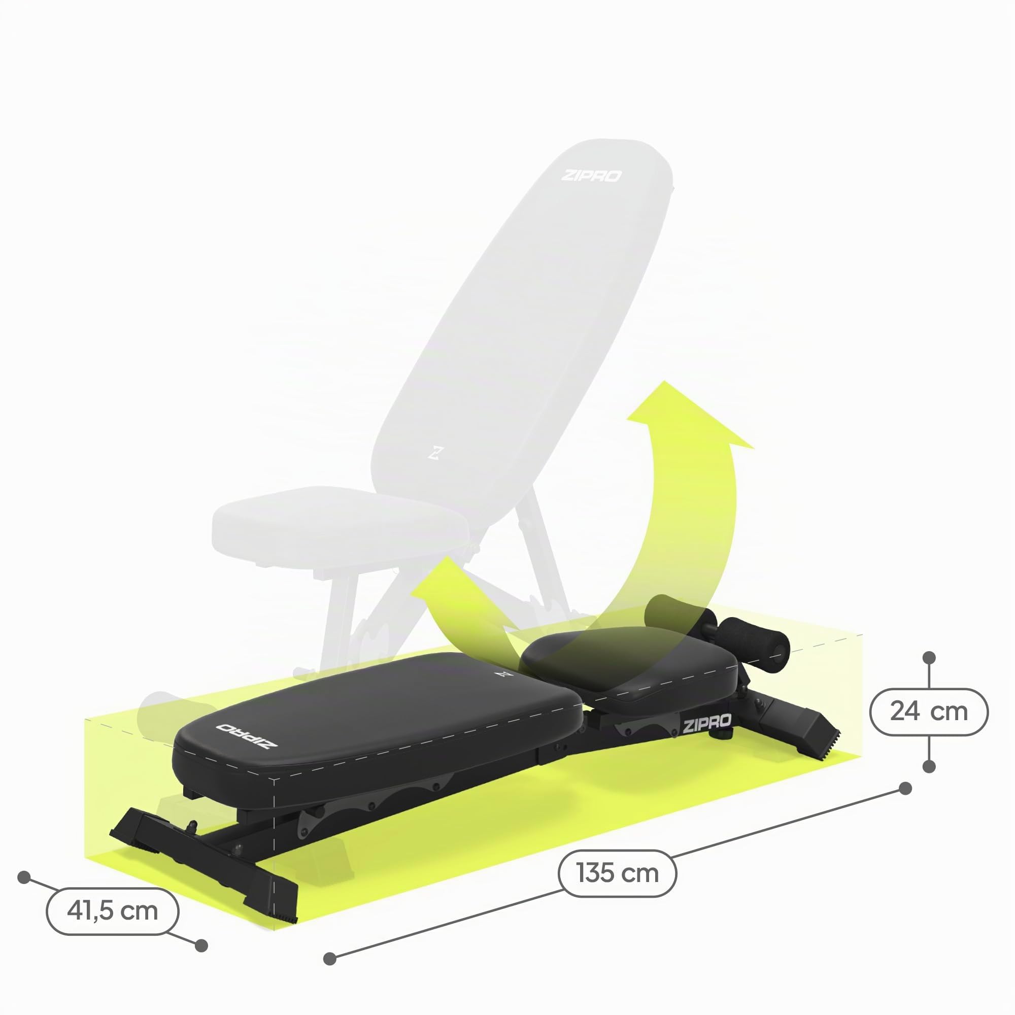 ZIPRO Panca Pieghevole Multifunzionale per Allenamento - Sollevamento Pesi, Fitness, Sit Up - Attrezzi per Casa o Palestra