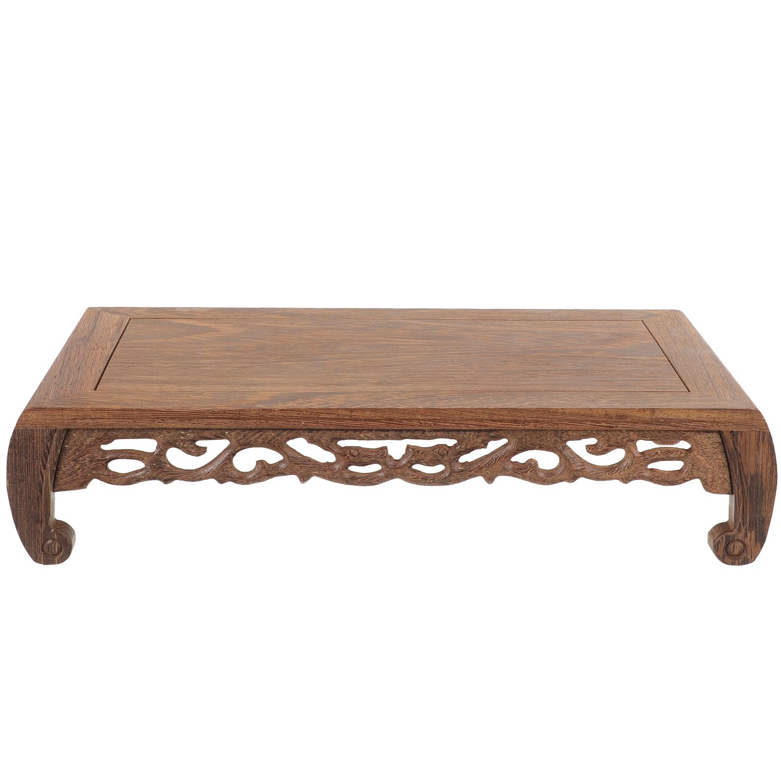 MALUGOGO Wood Display-Stands, Rustic Coffee Farmhouse Riser for Home Decoration, Carving Wood Display Base for Vase and Statue, Table Centerpieces for Dining Table