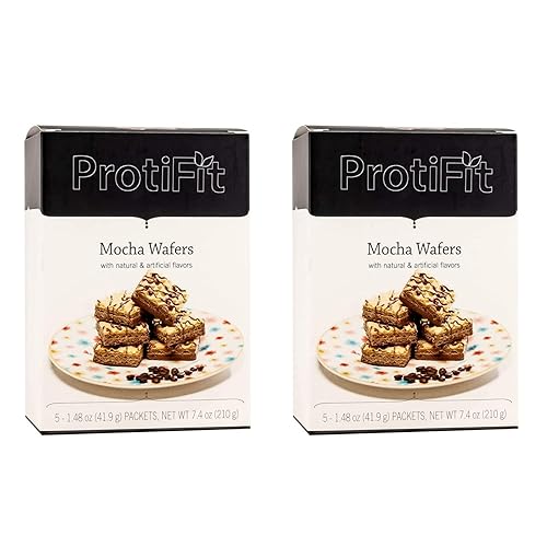 PROTIFIT - Barra de oblea de moca alta en proteínas, 2 unidades, 0.51 onzas de proteína, baja en calorías, baja en carbohidratos, baja en grasas,