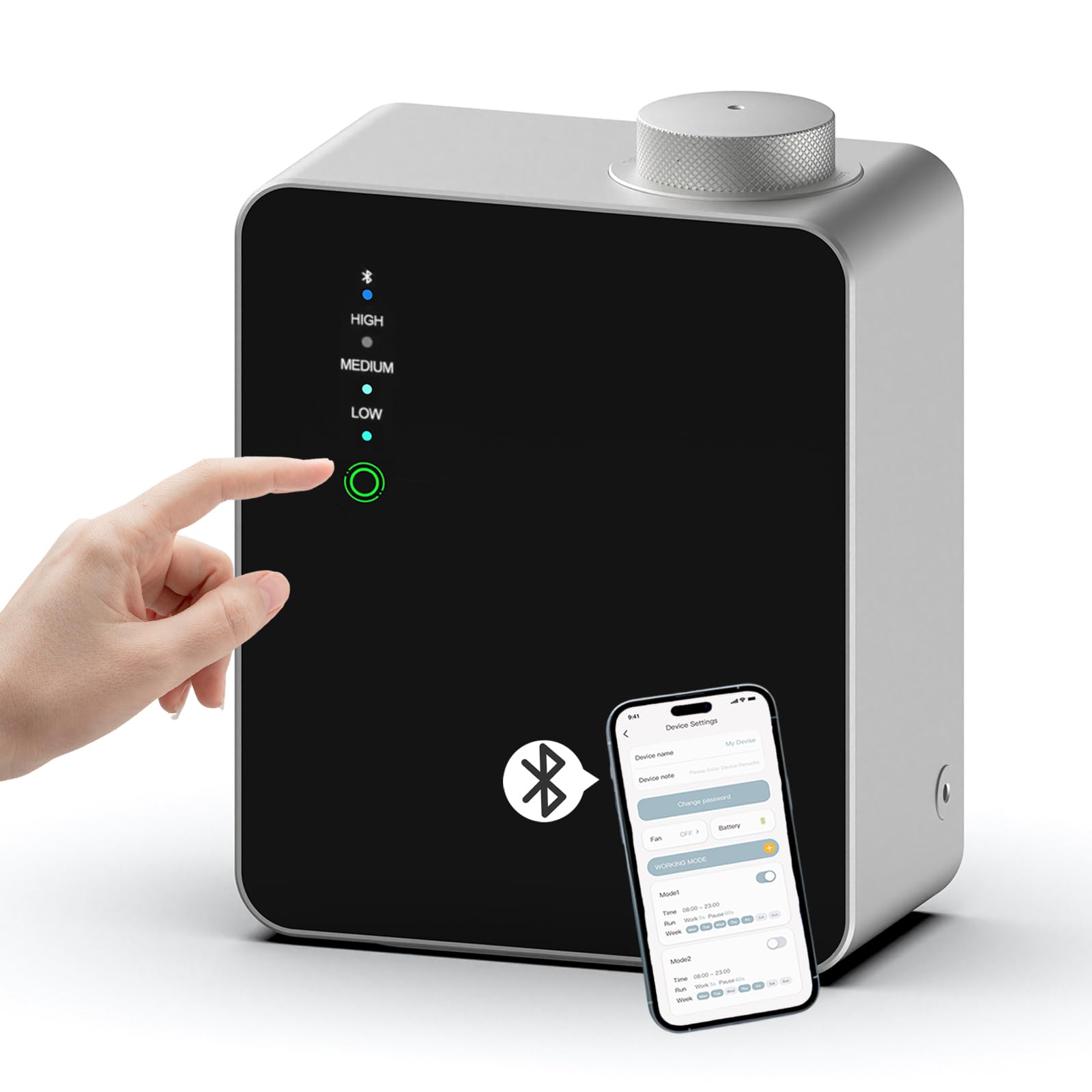 Diffuseur de parfum intelligent Bluetooth sans eau pour maison, spa, bureau, grande pièce, couvre jusqu'à 2000 m², diffuseur d'huile nébulisante d'aromathérapie commerciale, cadeau