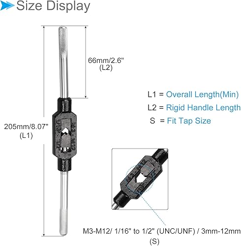 Miniatura 2 de Llave de grifo, M3-M12 (116 "-12"), llave inglesa ajustable de un solo extremo, herramienta manual para roscar