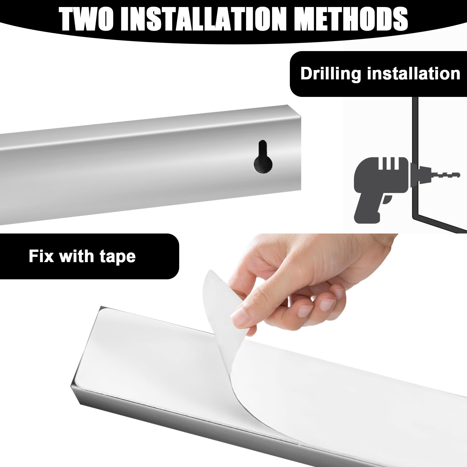 Barra magnetica con 3 ganci e tappetino antiscivolo, supporto magnetico in acciaio inox, per utensili da cucina o utensili, 40 cm