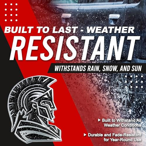 Image of Spartan Emblem 3D Warrior Badge, Custom Car Decal Sticker - Durable Exterior Trunk, Hood, Fender for Car, Truck, SUV (Set of 2) (Chrome)