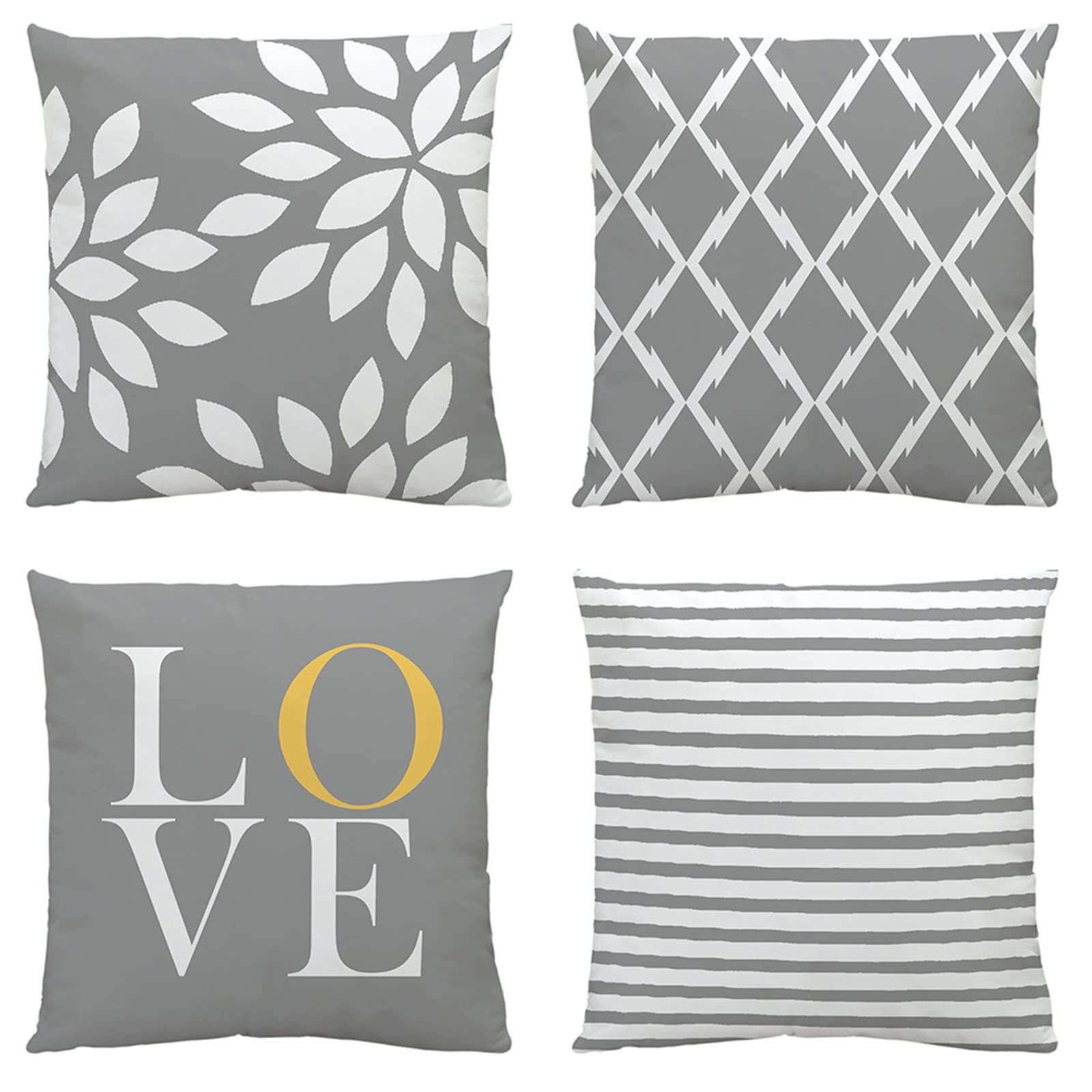 Housse coussin 50x50 gris en lin lot de 4 pour la décoration de canapé