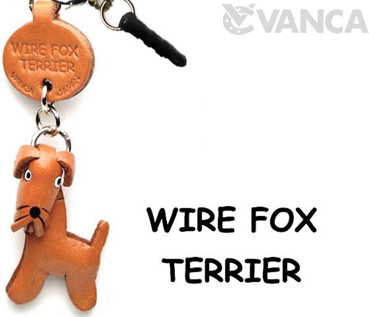 Wire Fox Terrier Leather Dog Earphone Jack Accessory/Dust Plug/Ear Cap/Ear Jack *VANCA* Made in Japan #43798