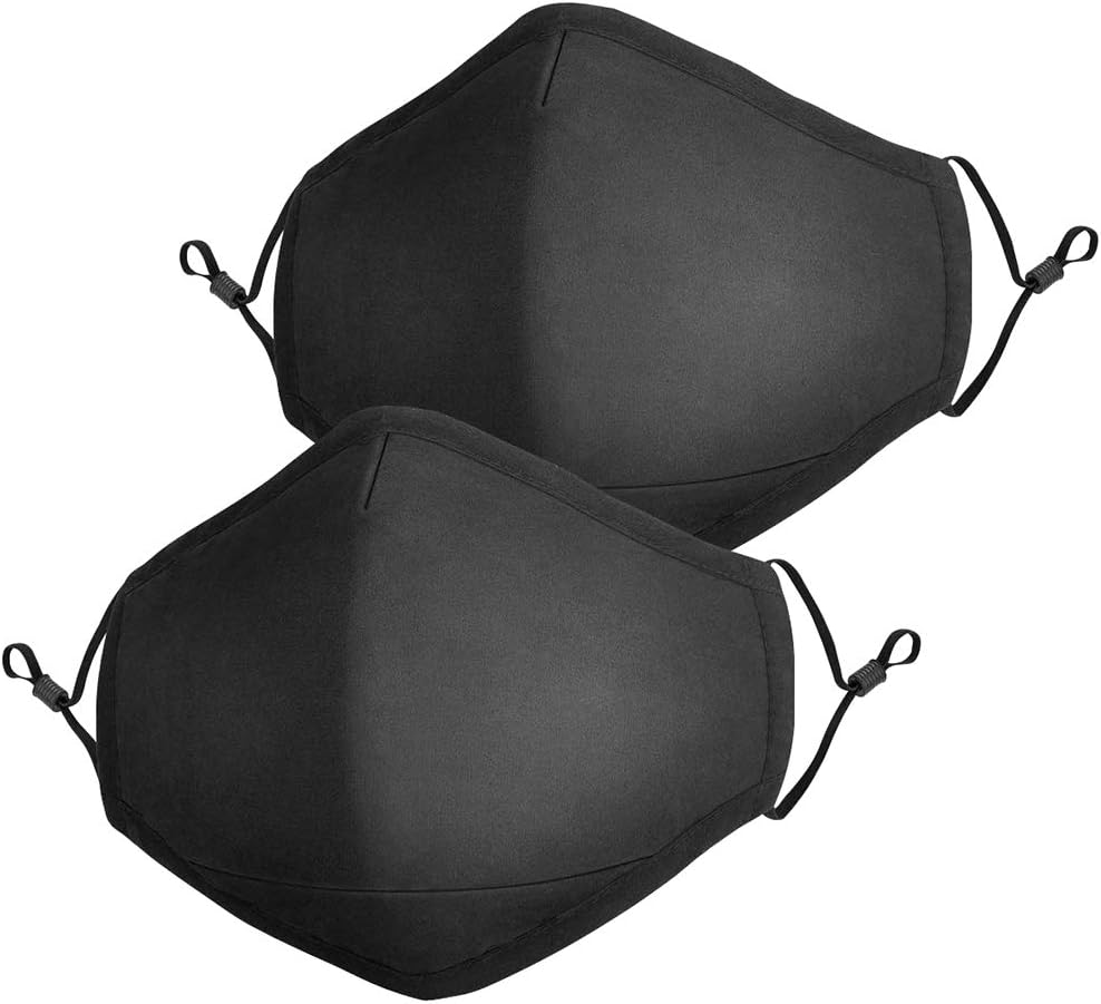 Jugaogao 2 Pack Cotton Cloth Reusable Washable Face Mask - Black 2 pack