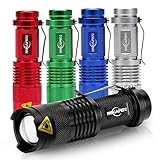 5Pack Flashlights Mini Led Flashlight 300lm 3 Modes (Light - Low Light - Strobe...