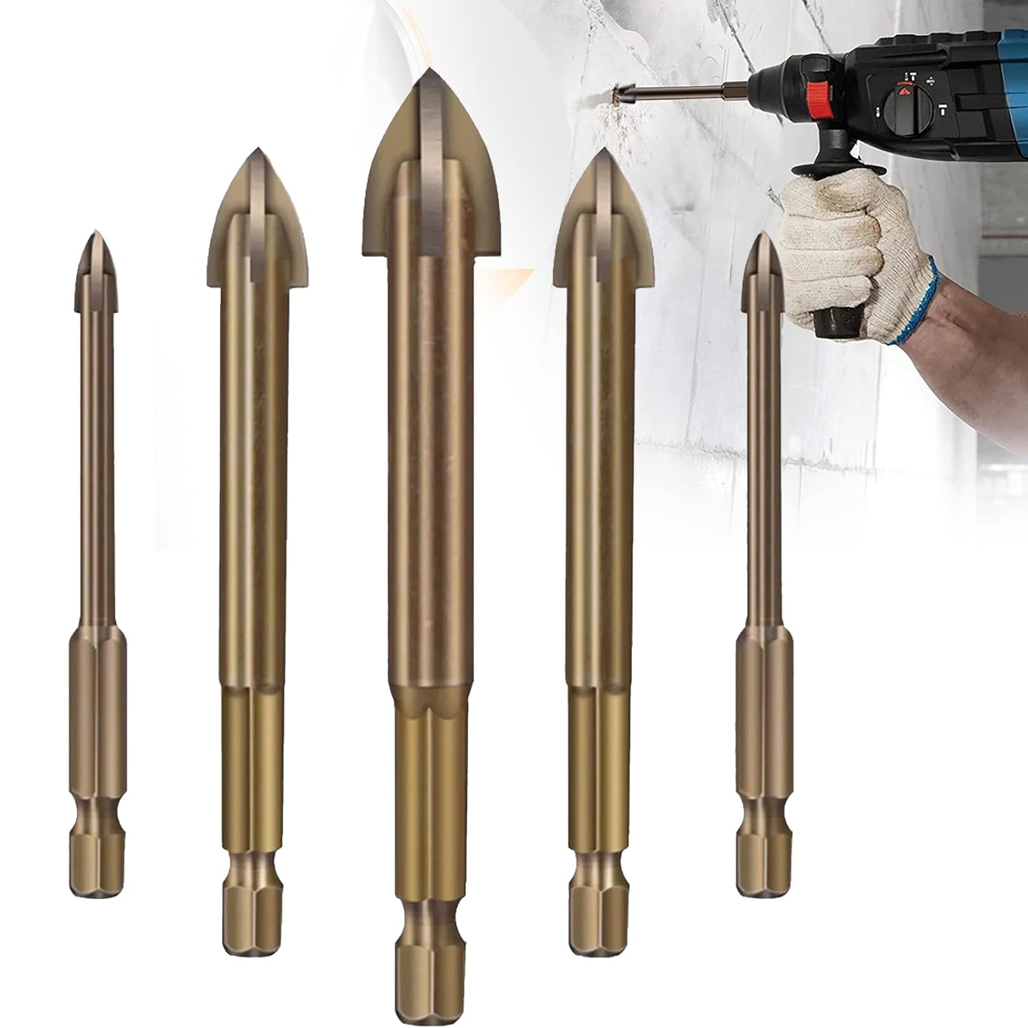 Efficient Universal Drilling Tool 5pcs, Cross Alloy Drill