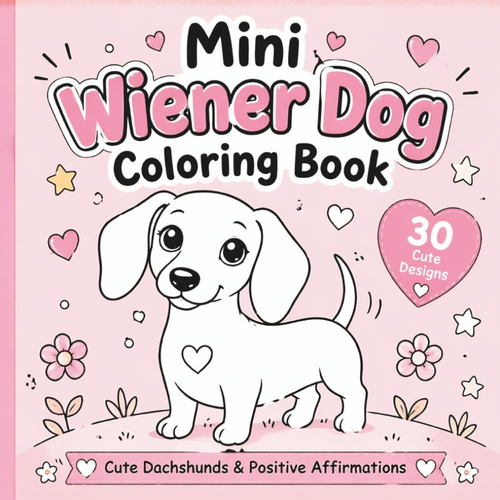 Mini Wiener Dog Coloring Book: Cute Dachshund Pages with Positive Affirmations