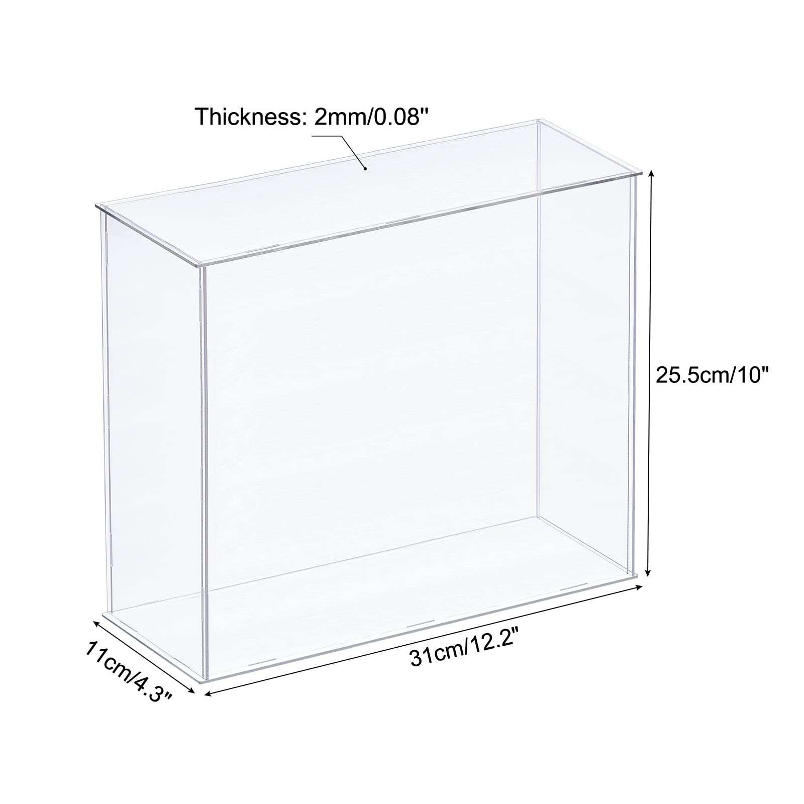 MECCANIXITY Vetrina acrilica Scatola di plastica Scatola di immagazzinaggio del cubo Trasparente Assemble Vetrina antipolvere 12.2x4.3x10 pollici per oggetti da collezione