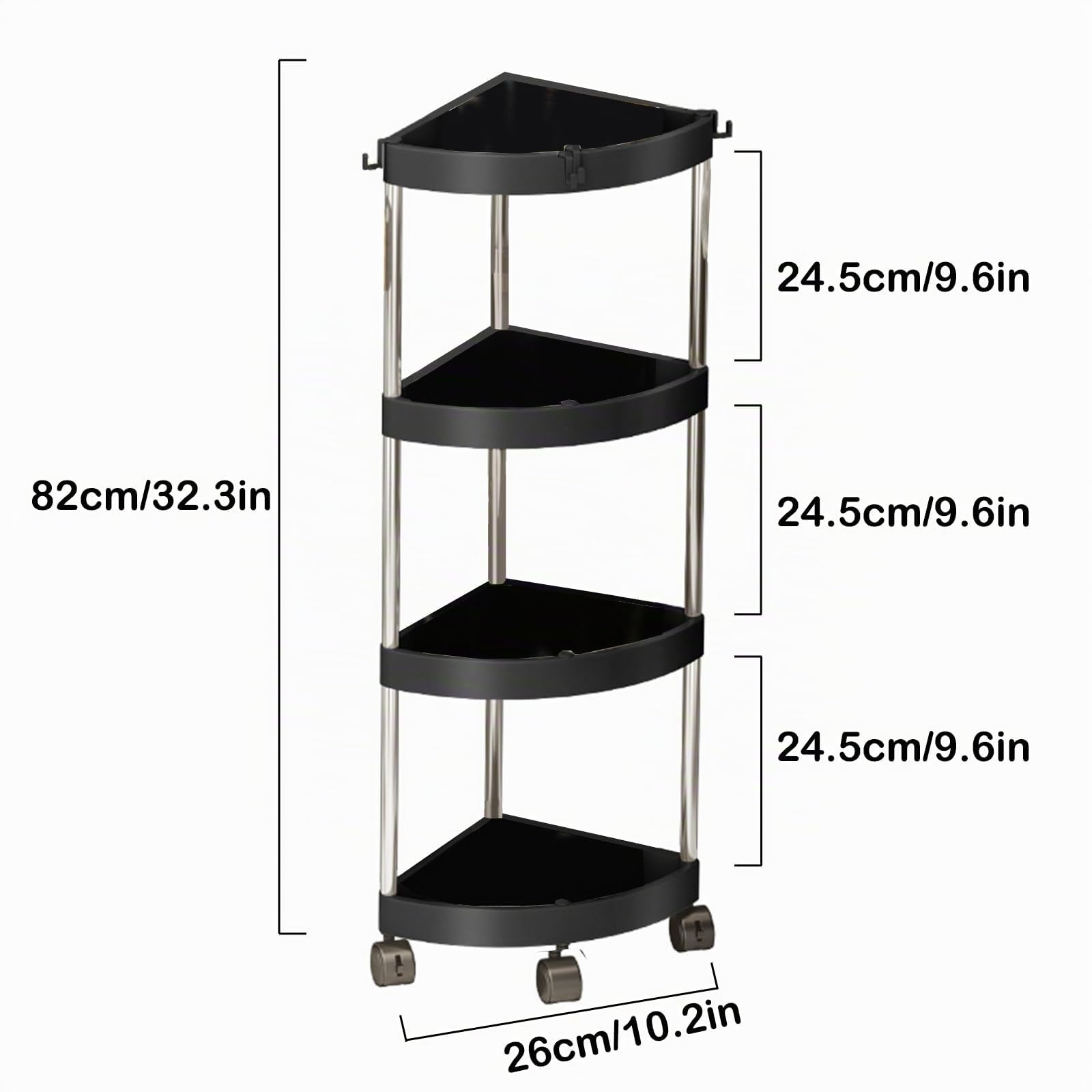 Mobile Carrello Bagno Salvaspazio, 82*26*26cm Mobile Doccia Portaoggetti Da Terra Porta Bagnoschiuma Da Doccia Angolare Scaffale Angolare Da Terra Scaffale Bagno Portaoggetti Doccia Da Terra