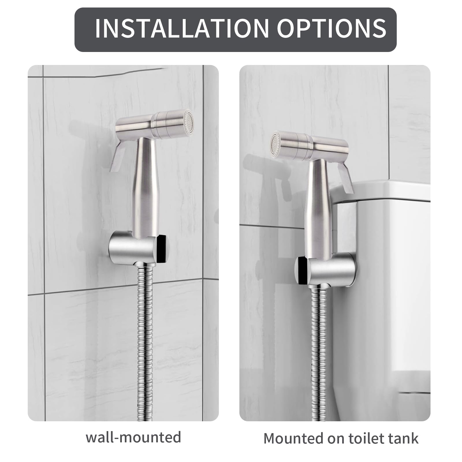 Bidet in acciaio inox, doccia musulmana in acciaio inox e kit spray per pannolini per bambini, spruzzatore per WC con doppia modalità