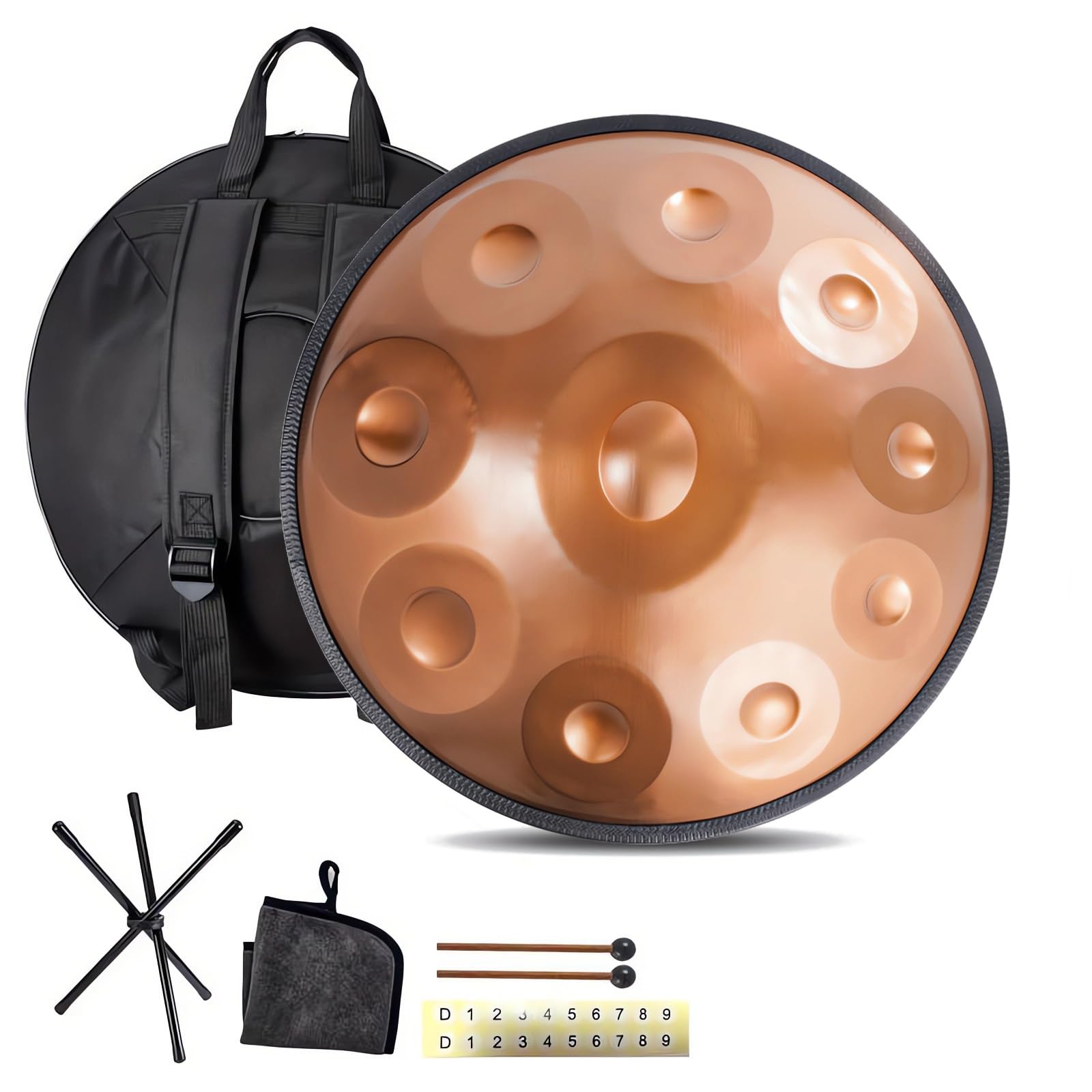 Stalowy bęben językowy, 9/10/12 nut Stalowa rękojeść z torbą, pałeczkami perkusyjnymi i uchwytem na młotek, 432 Hz/440 Hz instrument perkusyjny ręczny do uzdrawiania dźwięku, medytacji lub jogi