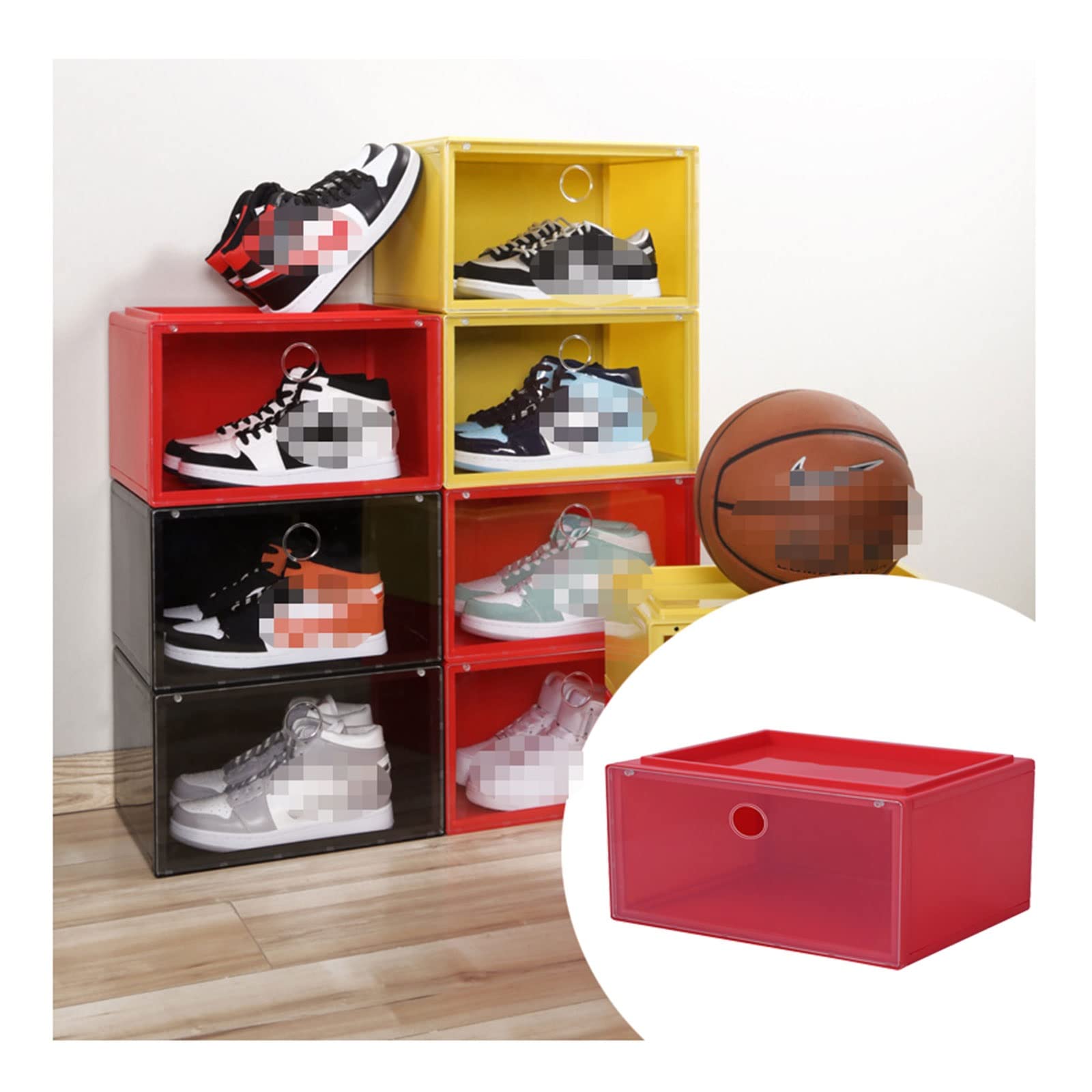 UFFD Shoe Organizer Boxes Plastic Stackable Shoe Storage Bins For Closet, Space Saving Shoe Holder Sneaker Display Case (Color : Red, Size : 36 PIECES_MEDIUM)