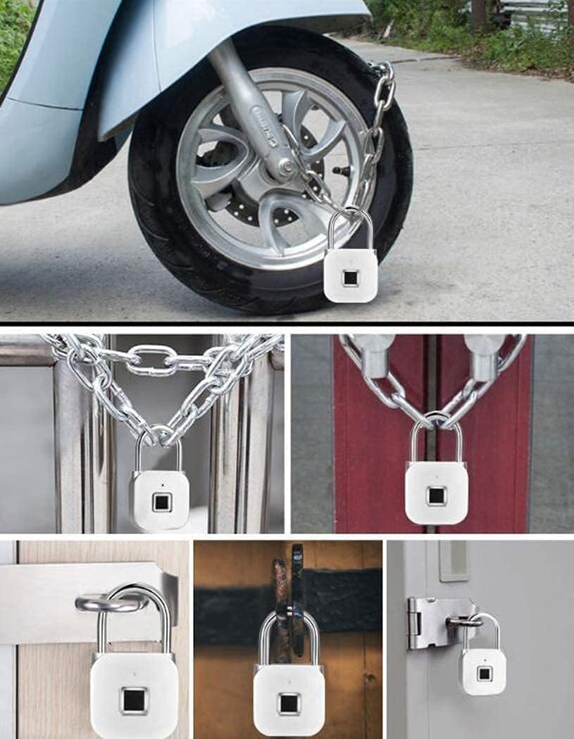 Padlock Fingerprint Padlock Fingerprint Smart Lock IP65 Waterproof Keyless Anti-Theft USB Rechargeable Security Digital Lock for Locker Gym Door Luggage Suitcase Handbags Wardrobes